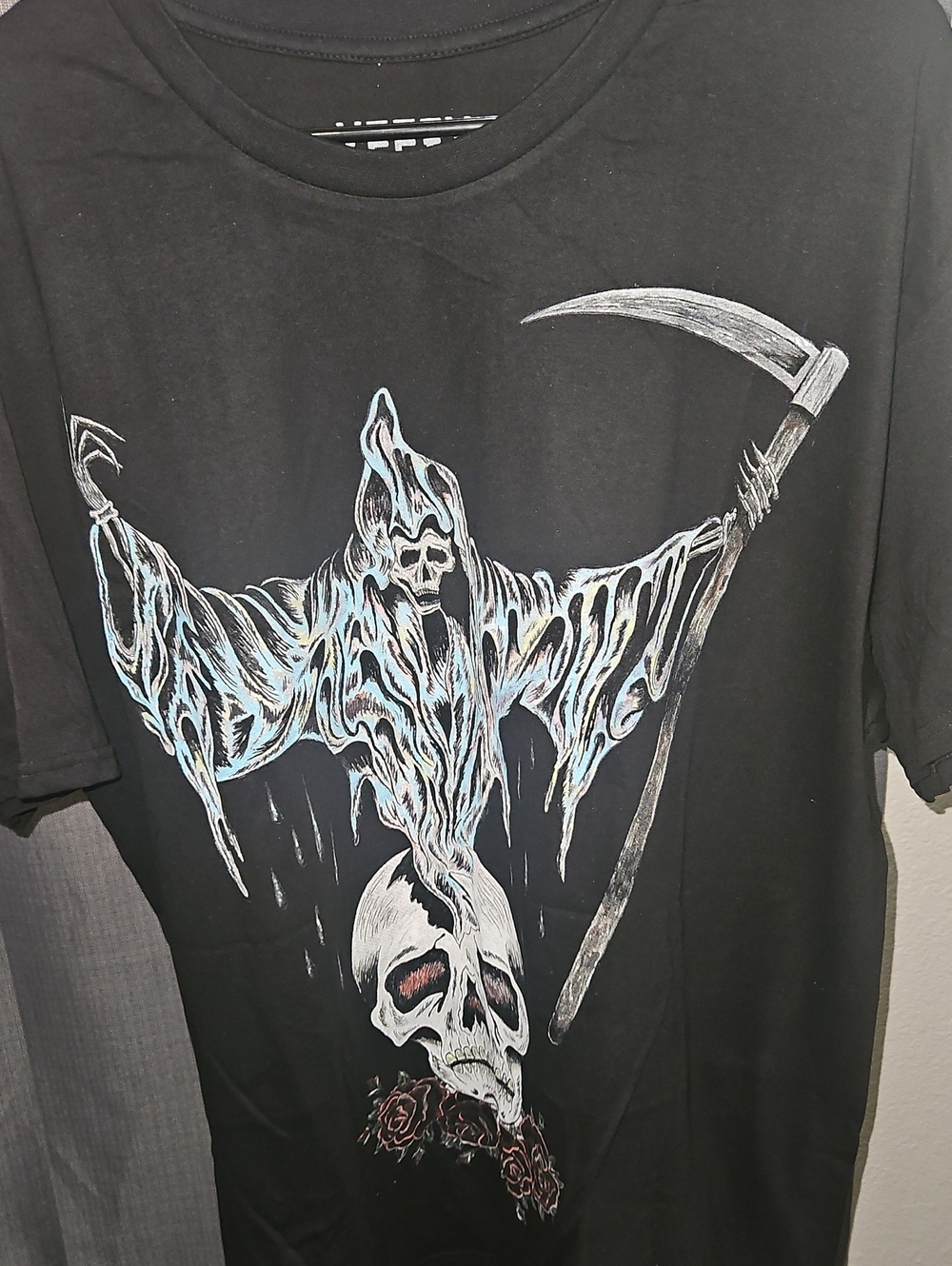 Yeezy Black Tee with Skull & Scythe Graphic - Authentic - Large & Medium Avail